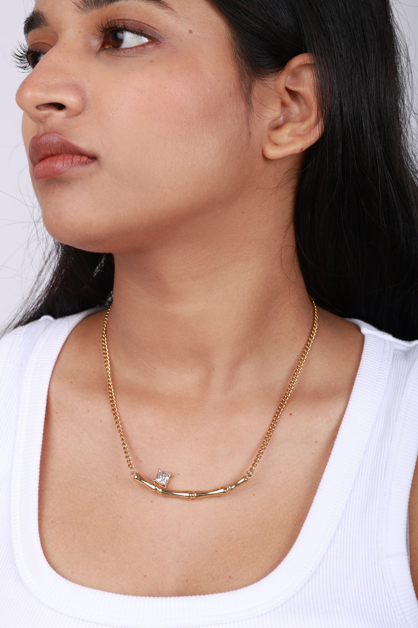 Sora Bamboo Solitaire Necklace