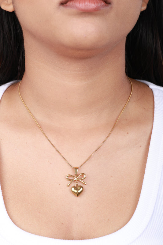 Belle Bow Heart Necklace