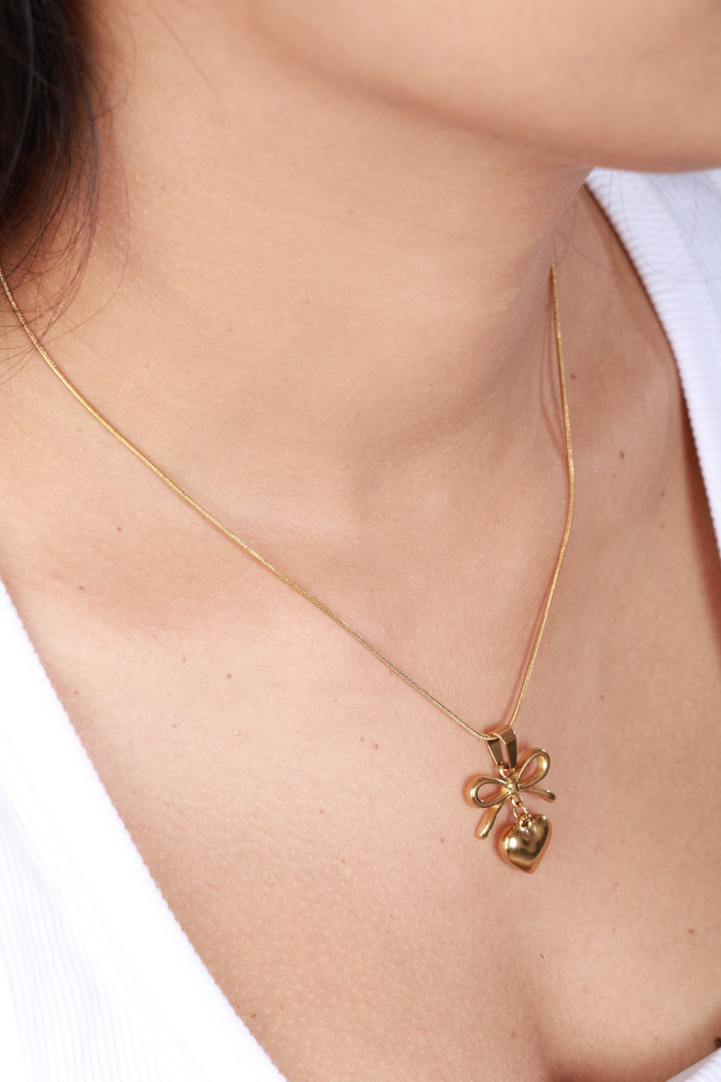 Belle Bow Heart Necklace