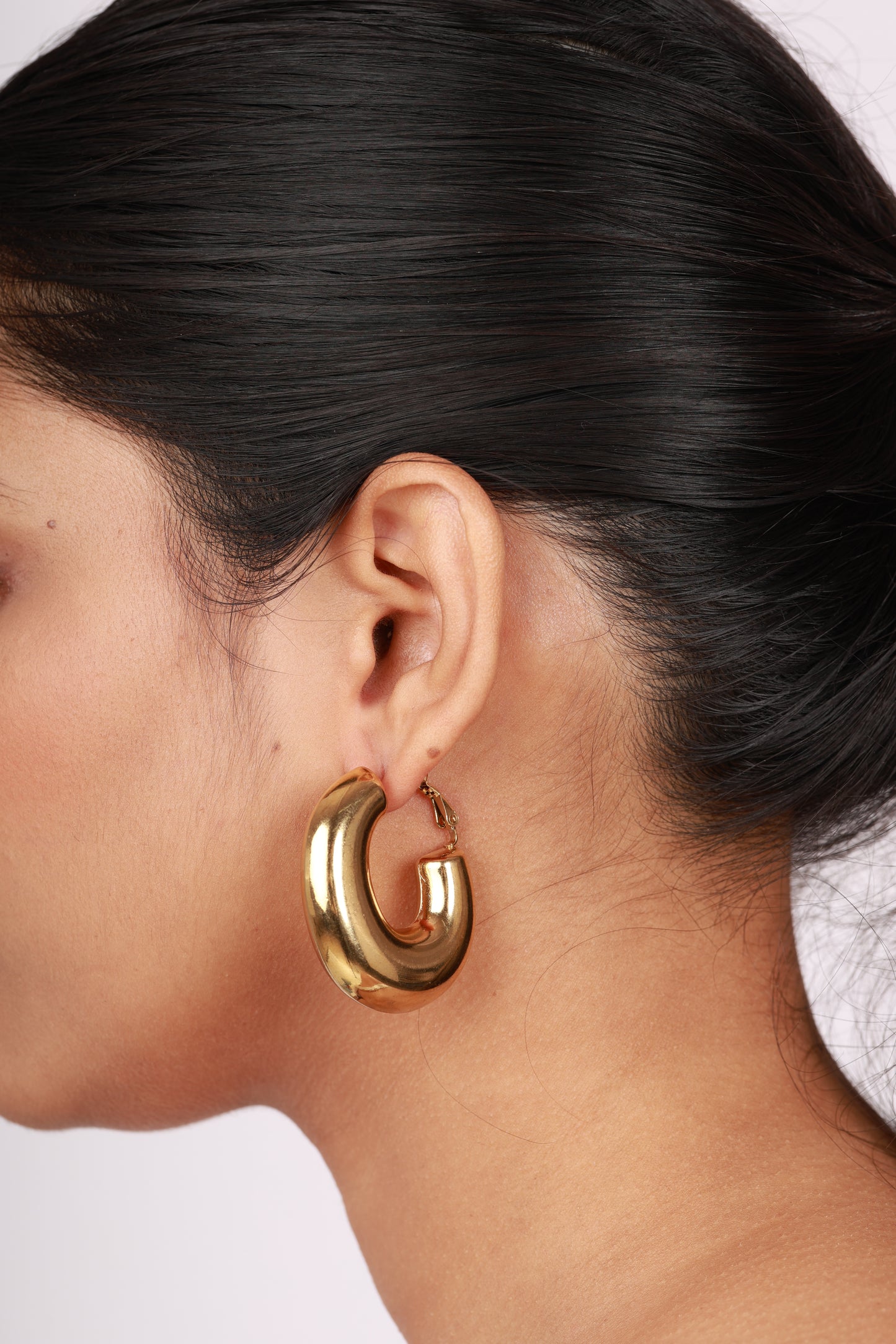 Bold Arc Hoops – Brushed Gold Oval Statement Earrings