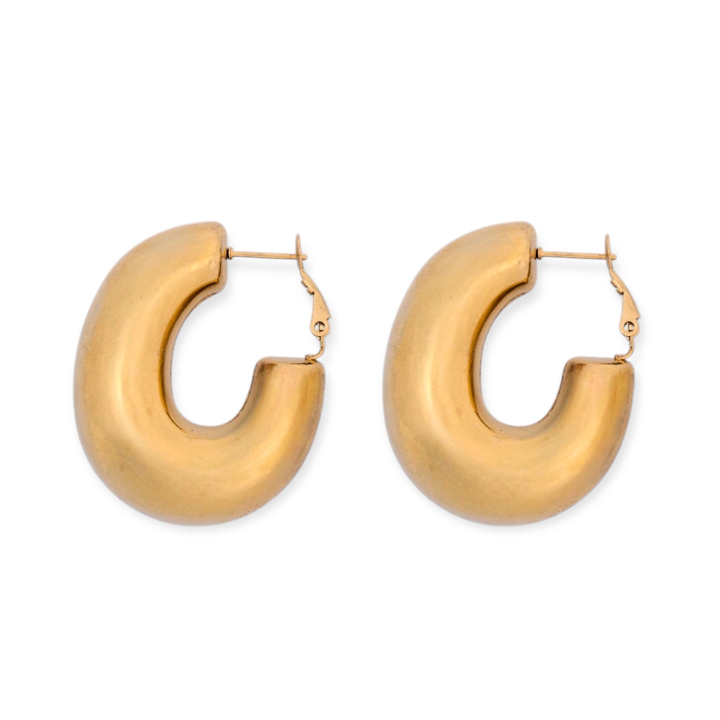 Bold Arc Hoops – Brushed Gold Oval Statement Earrings