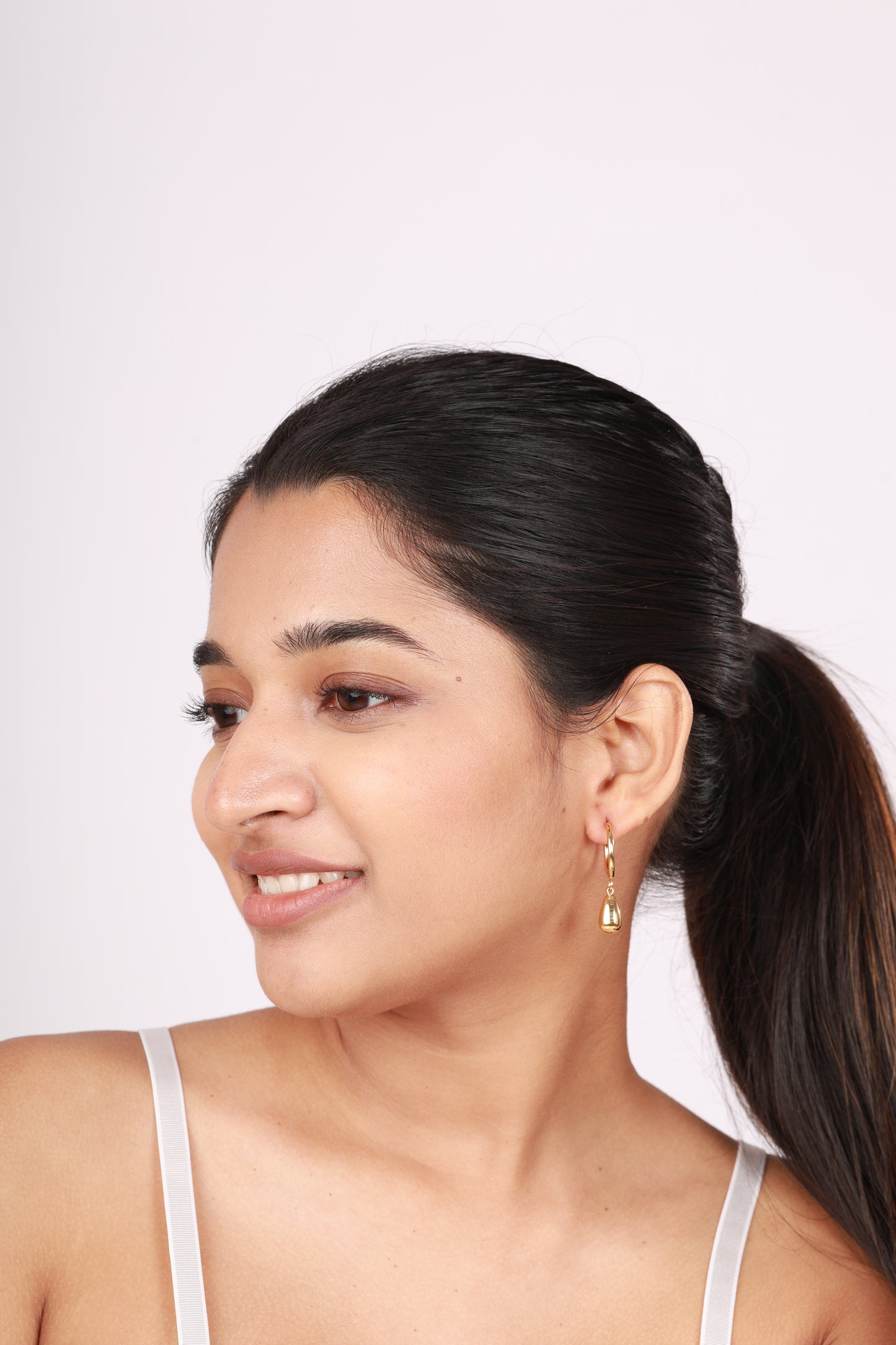 Lustre Drop Hoop Earrings