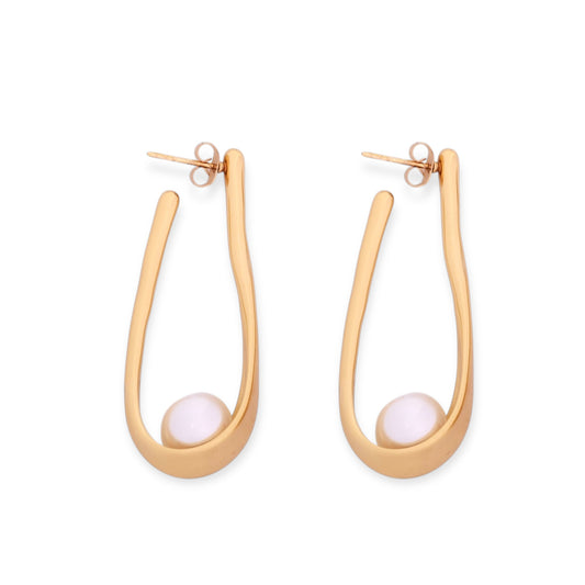 Lyra Arc Pearl Earrings