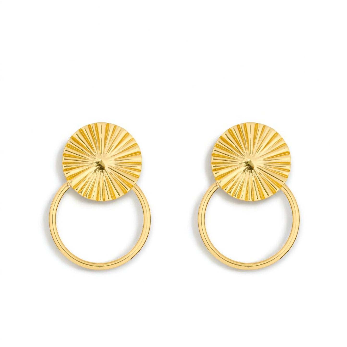 Solstice Radiance Earrings – Textured Sunburst Stud Hoops