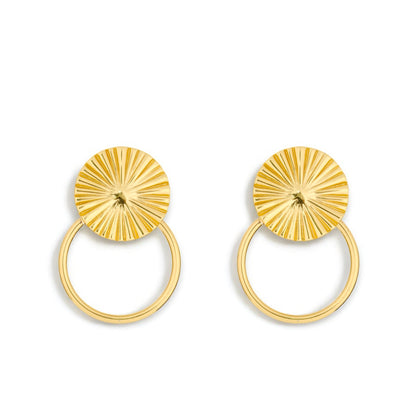 Solstice Radiance Earrings – Textured Sunburst Stud Hoops