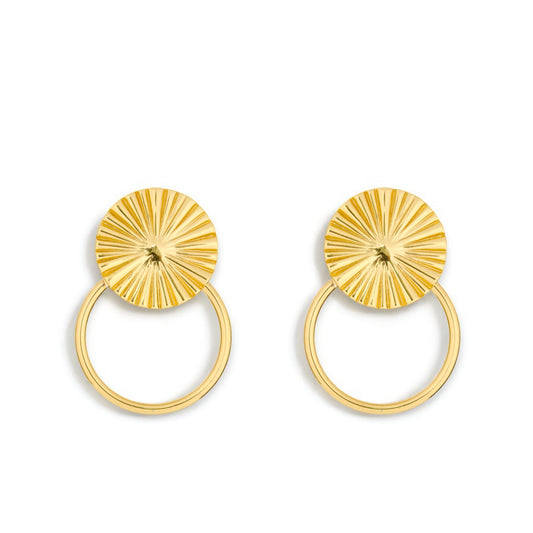 Solstice Radiance Earrings – Textured Sunburst Stud Hoops