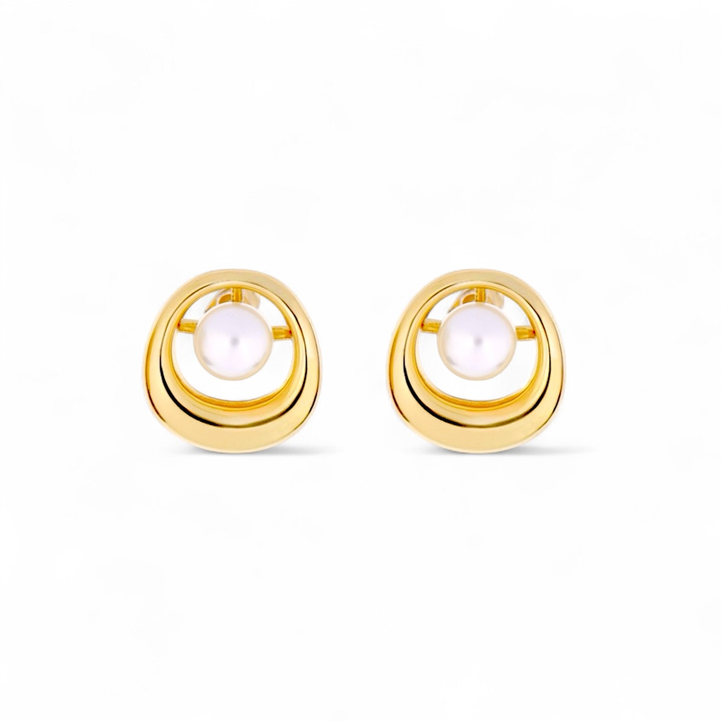 Luna Orbit Pearl Stud Earrings