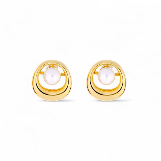 Luna Orbit Pearl Stud Earrings