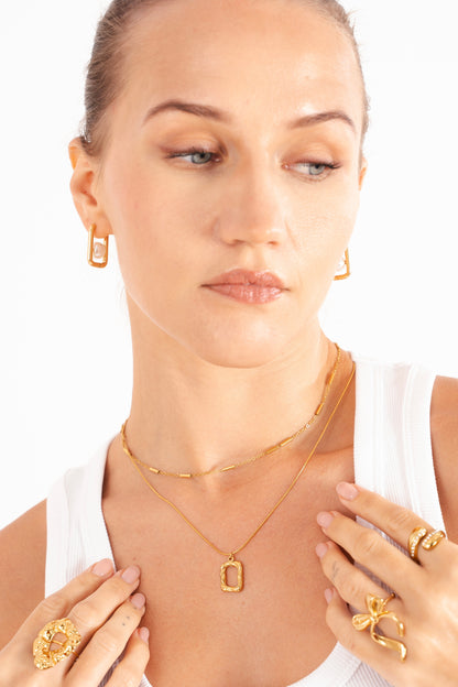 Caro Layered Rectangle Necklace
