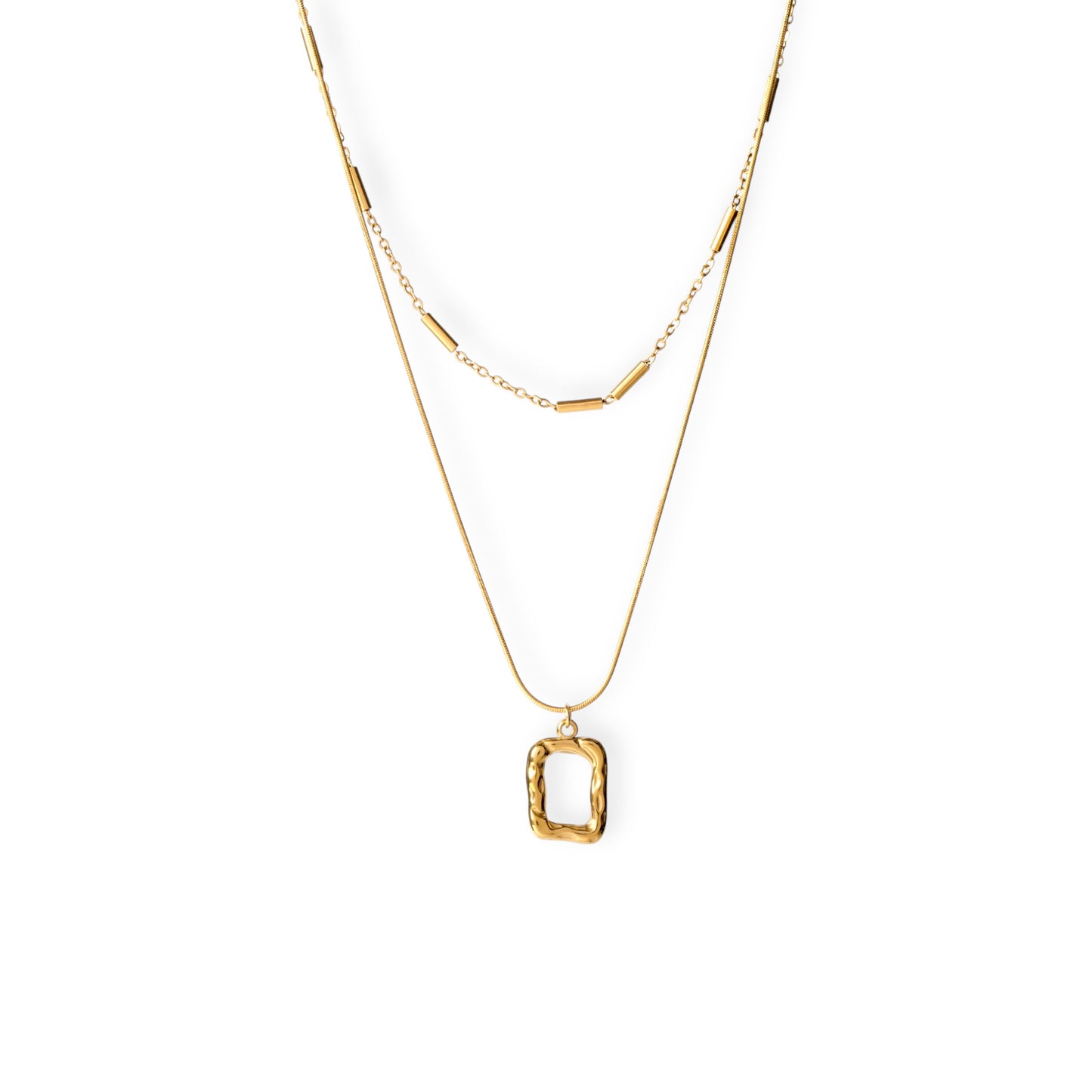 Caro Layered Rectangle Necklace