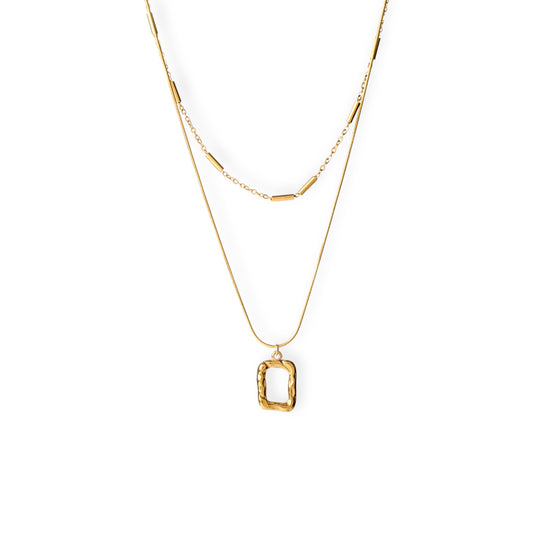 Caro Layered Rectangle Necklace
